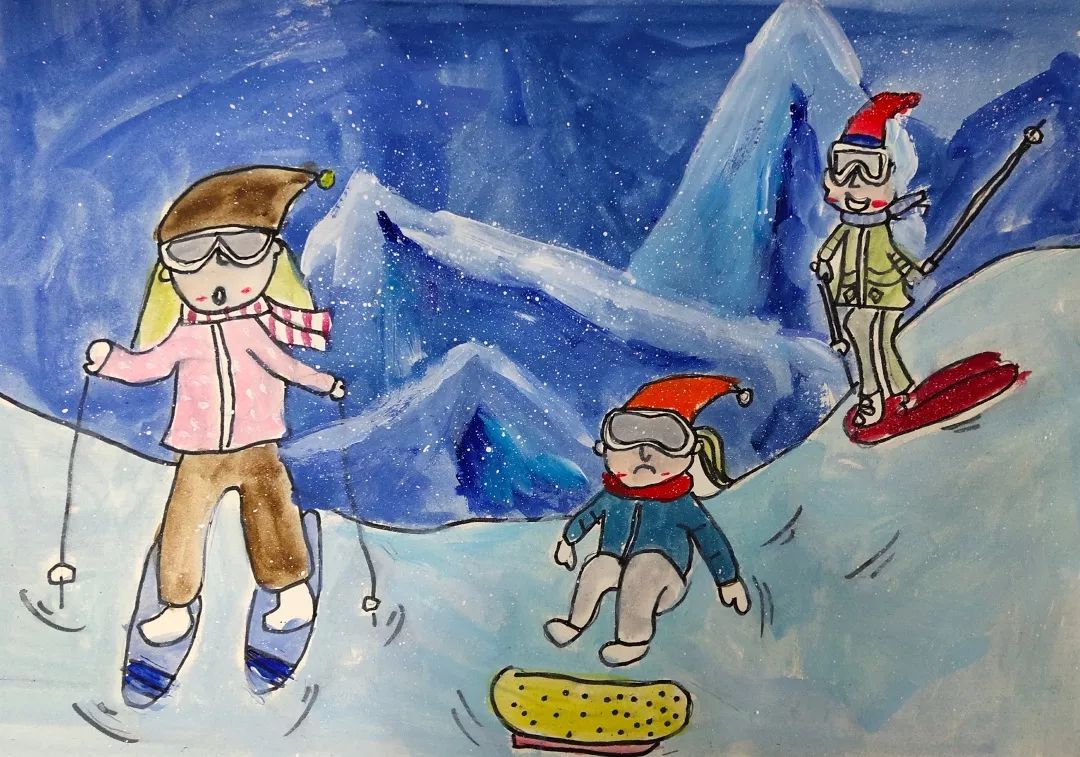 自由式滑雪大跳台绘画图片