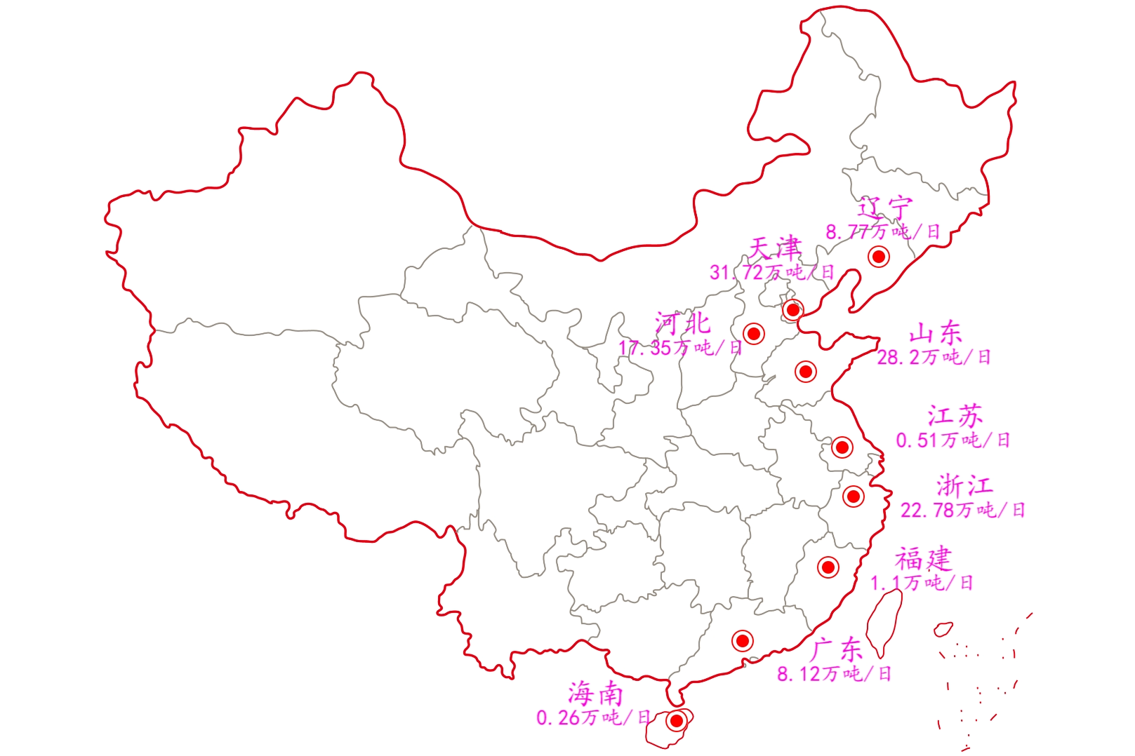 中国沿海省份地图图片