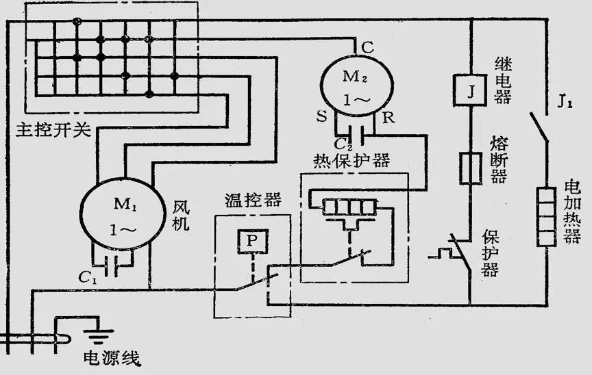 5,热泵冷暖两用型窗式空调器电气线路图