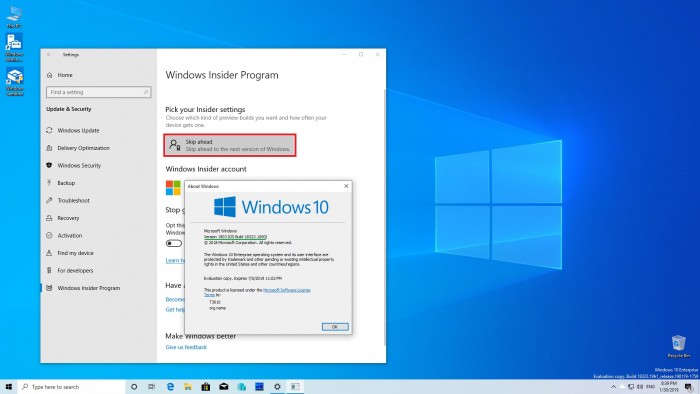 Win10 19H2的Skip Ahead报名选项已经开启