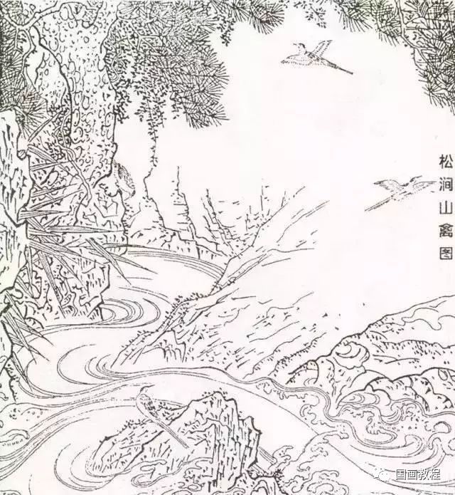 宋代花鸟白描画稿临摹收藏