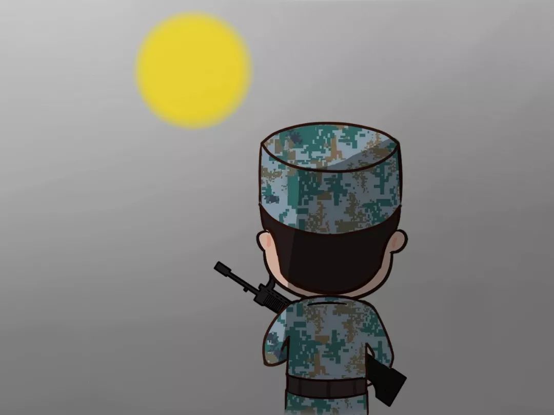 军人背影漫画图片