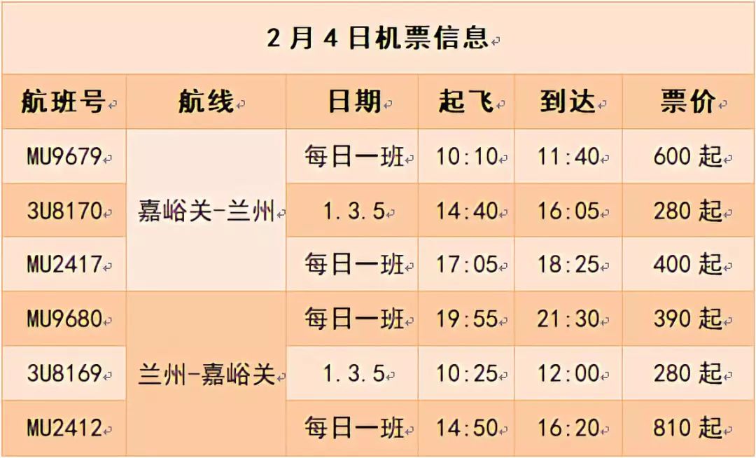 春節假期!嘉峪關機場特價機票搶先看