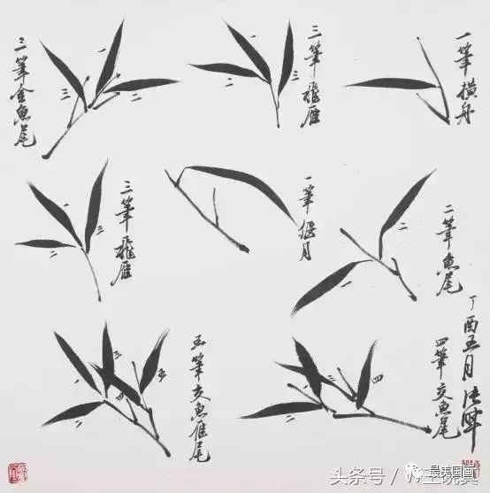 介字竹叶的画法图片