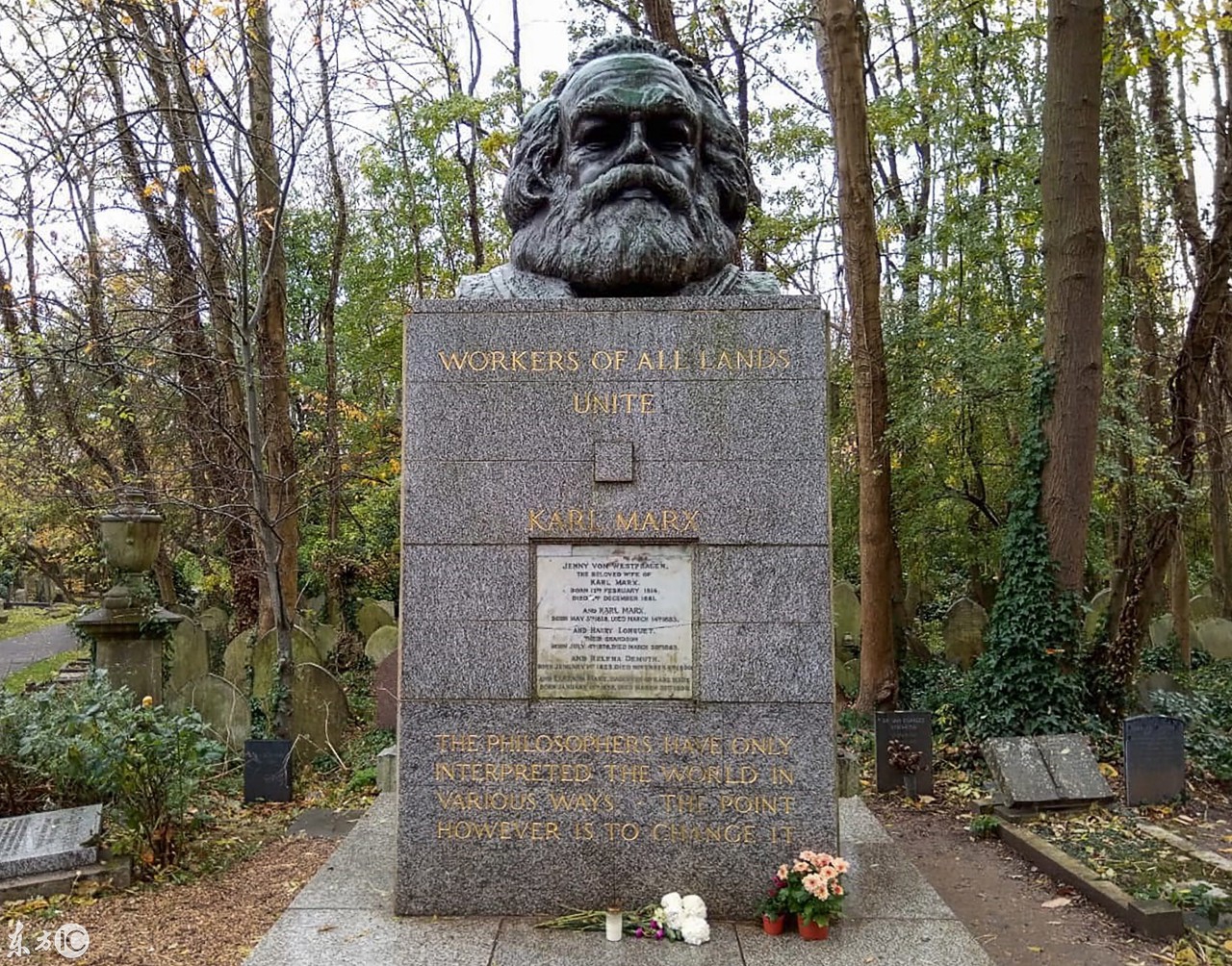 哲学家卡尔马克思在伦敦海格特公墓被破坏