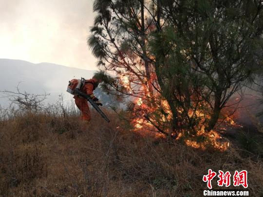 云南大理海东森林火灾得有效控制 部分地段仍存烟点