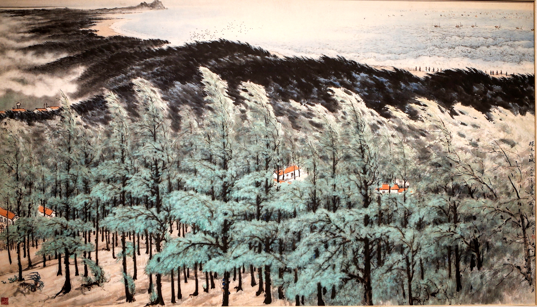 5cm《大港油田》左焕章,1976年纸本套色/55cm×89cm《戈壁之路》关维