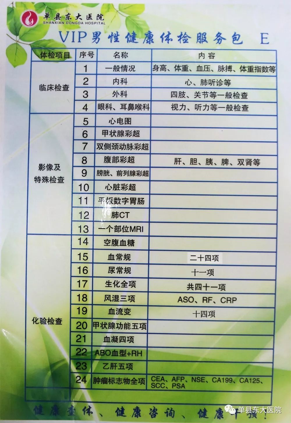 单县东大医院门诊表图片