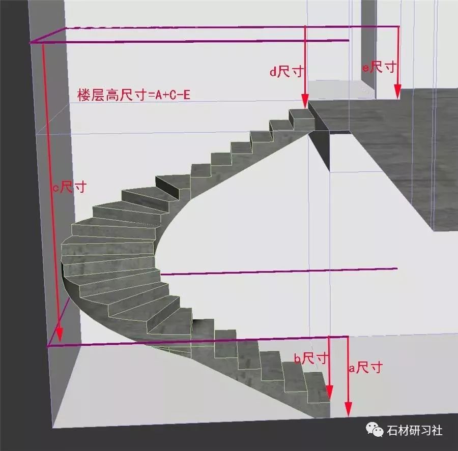 旋转楼梯三角定位测量单层u型旋梯