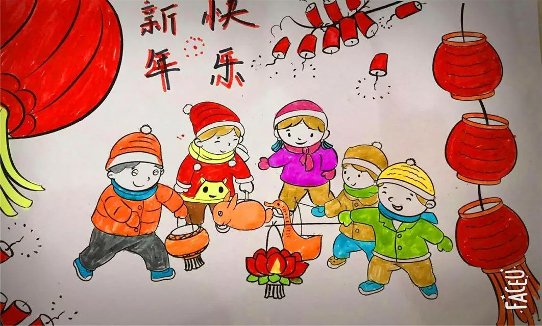 带有年味的画 小学生图片