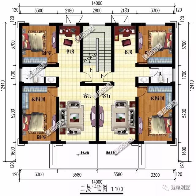 廚房單獨建的雙拼別墅帶大堂屋設計擺酒好方便