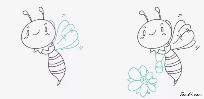 小蜜蜂采花蜜卡通画图片