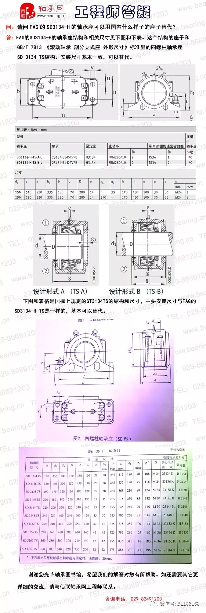 请问fag的sd3134-h的轴承座可以用国内什么样子的座子替代?