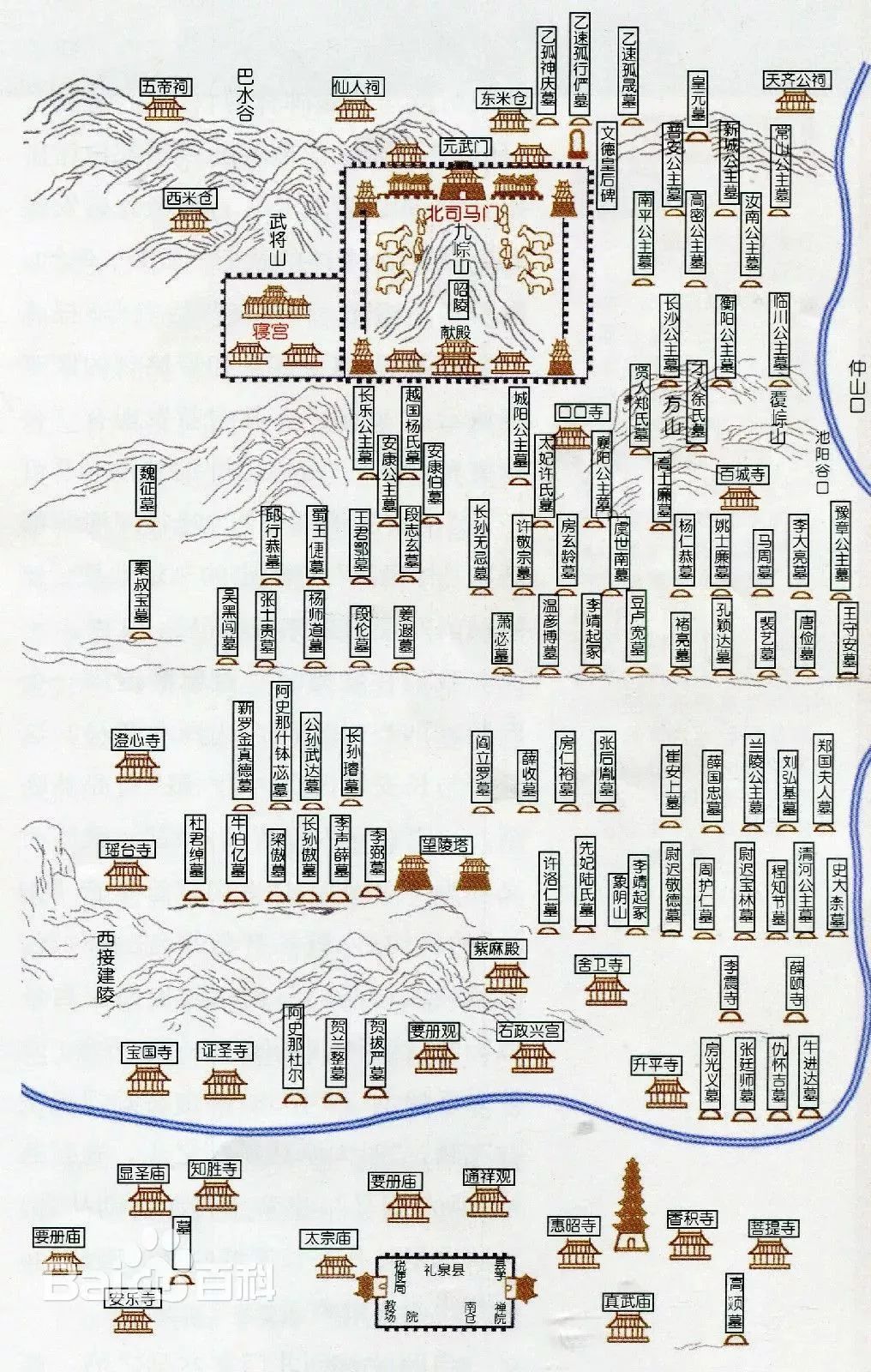 西安帝王陵墓分布图图片