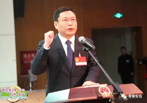 新当选的安岳县人民政府县长贾发扬进行宪法宣誓