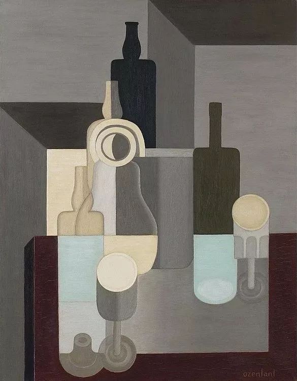 阿梅代·奥占方《nature morte aux verres bouteilles et pot blanc