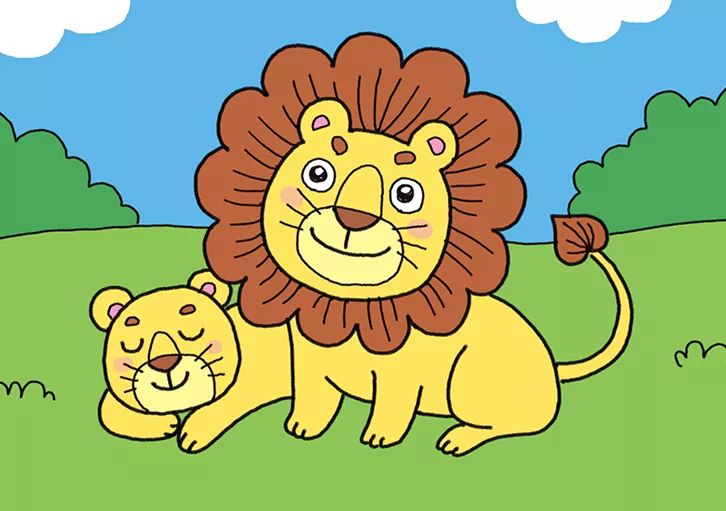 简单又可爱的简笔画!狮子和小动物