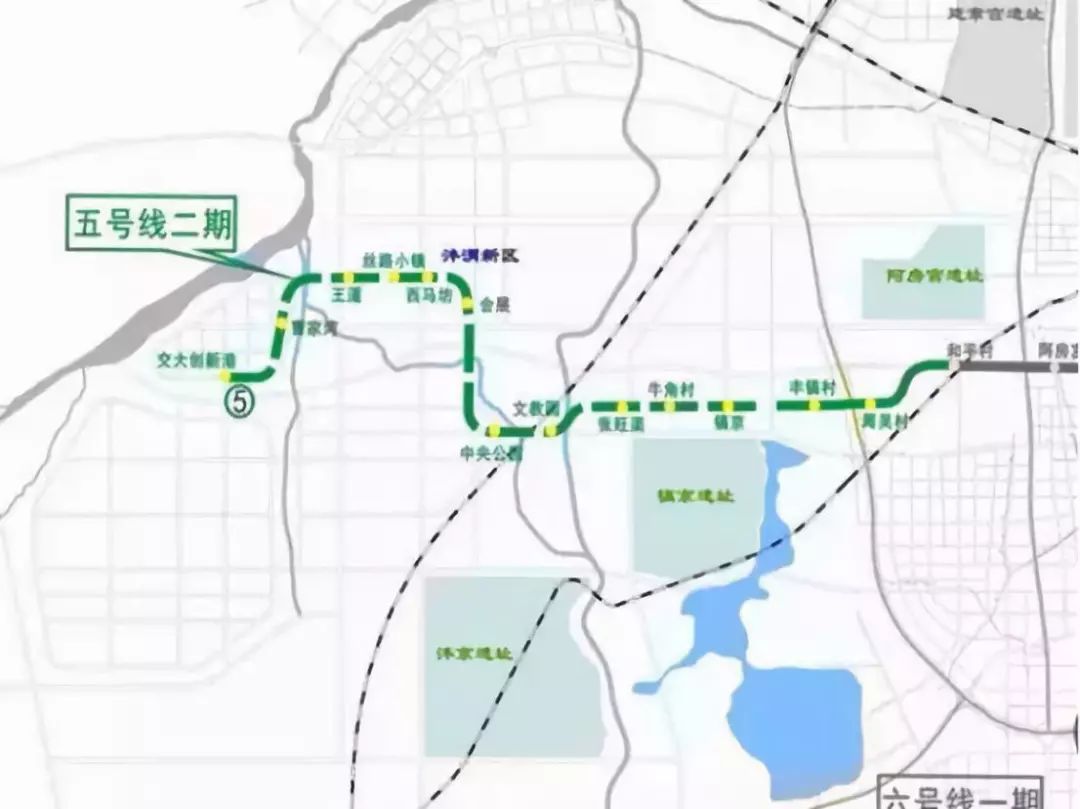 地鐵五號線二期工程 起止站:交大創新港—和平村 線路全長:19.