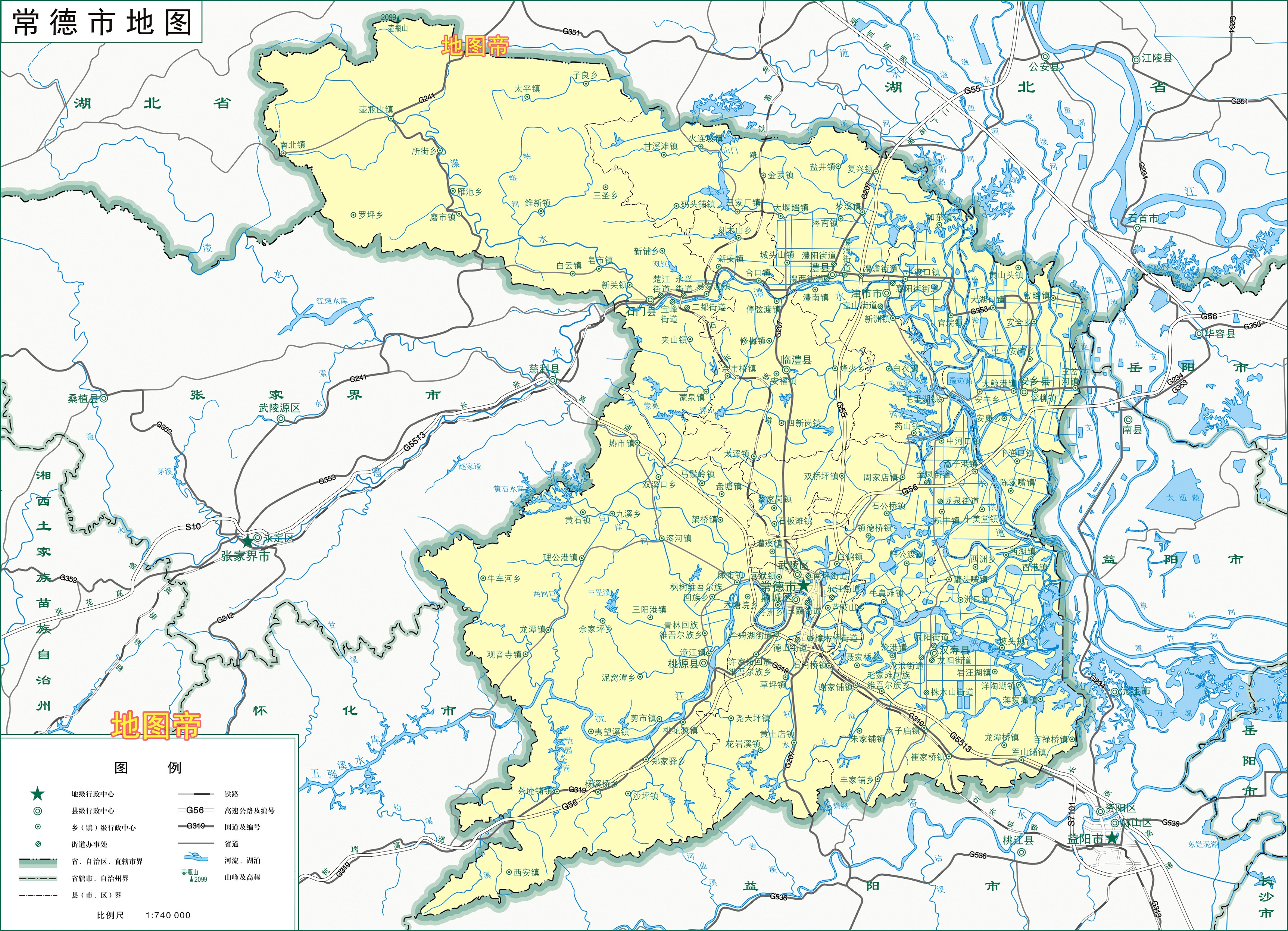 湖南常德2区6县1市10幅最新高清地图