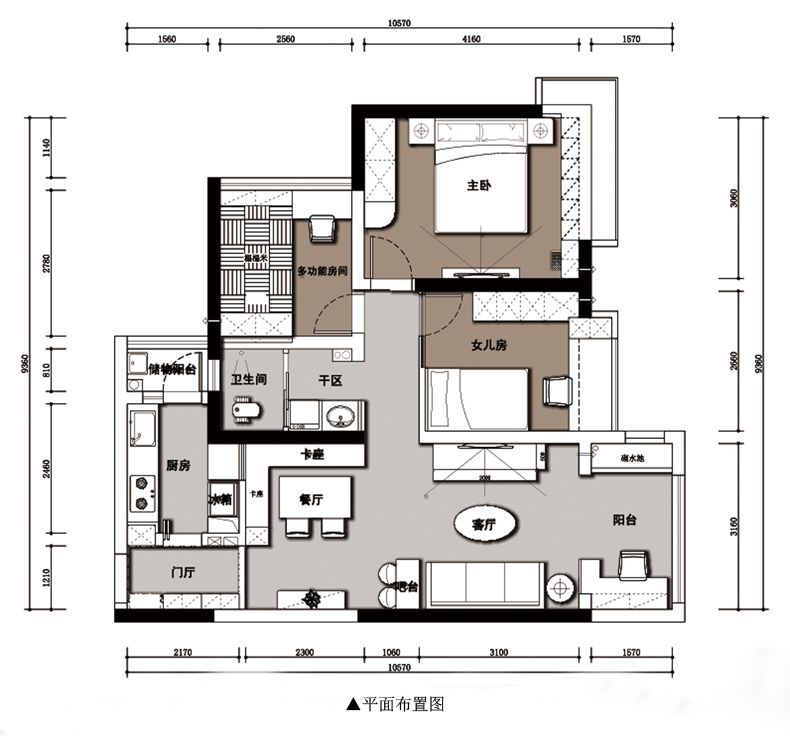 100㎡現代美式混搭三居,卡座,吧檯,飄窗,榻榻米都齊了!