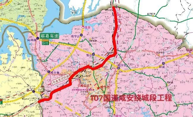 咸宁新107国道线路图图片