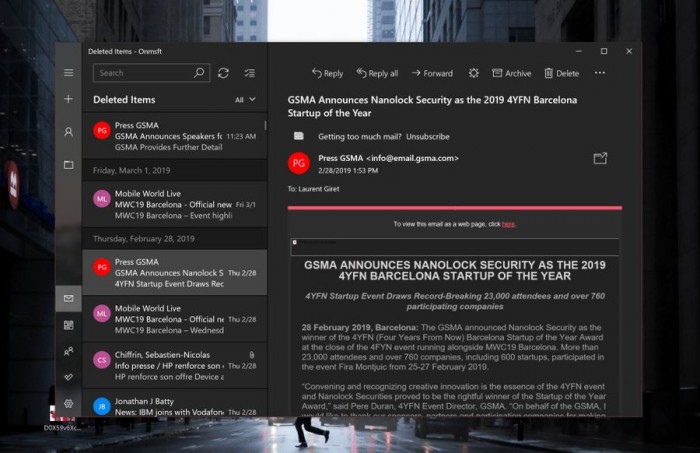 微软面向所有Win10 Mail用户开放Dark主题