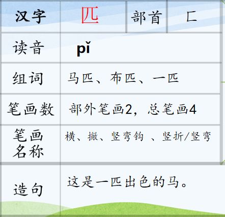 一匹出色的马生字拼音图片