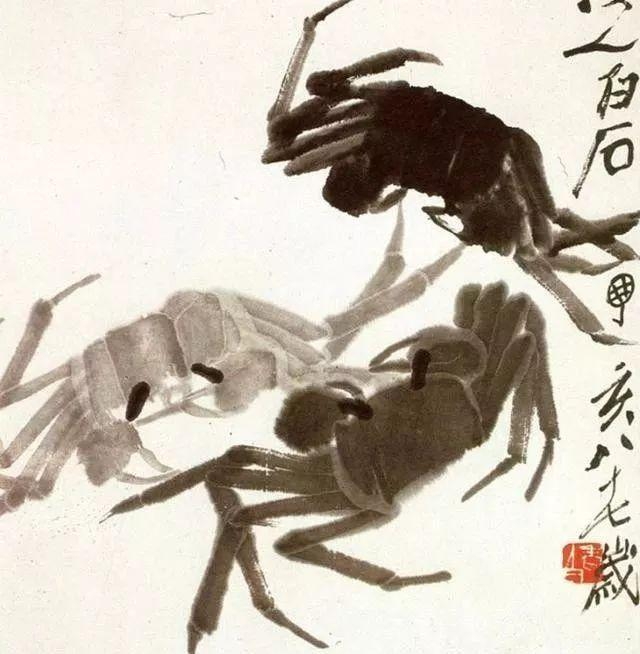 画螃蟹30年,发现蟹脚没画对,70岁才画出背壳质