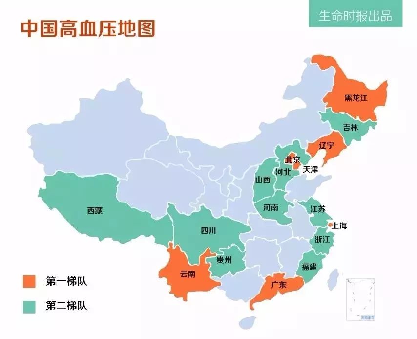 中国高血压地图,江西等地最低如按美国心脏协会和美国心脏病学会2017