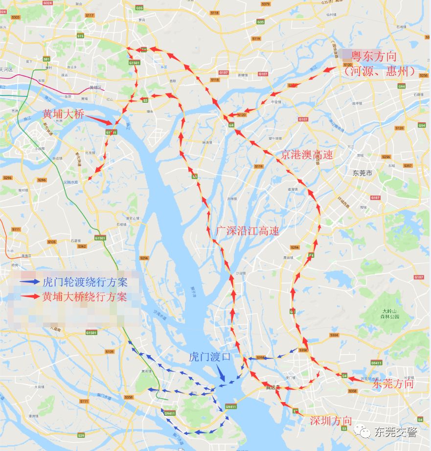 (1)廣深沿江高速-東二環高速-廣珠北線—廣澳高速—往廣州(南沙),中山