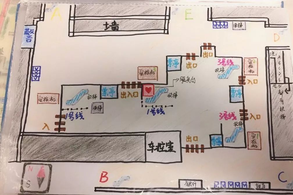 地铁站厅平面图手绘图图片