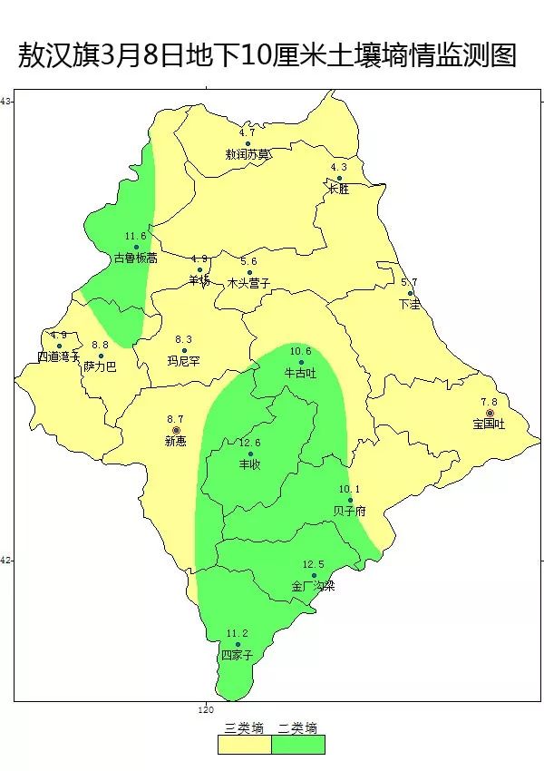 3月8日,敖汉旗气象台在土壤解冻前对全旗各乡镇山坡地的代表性地段