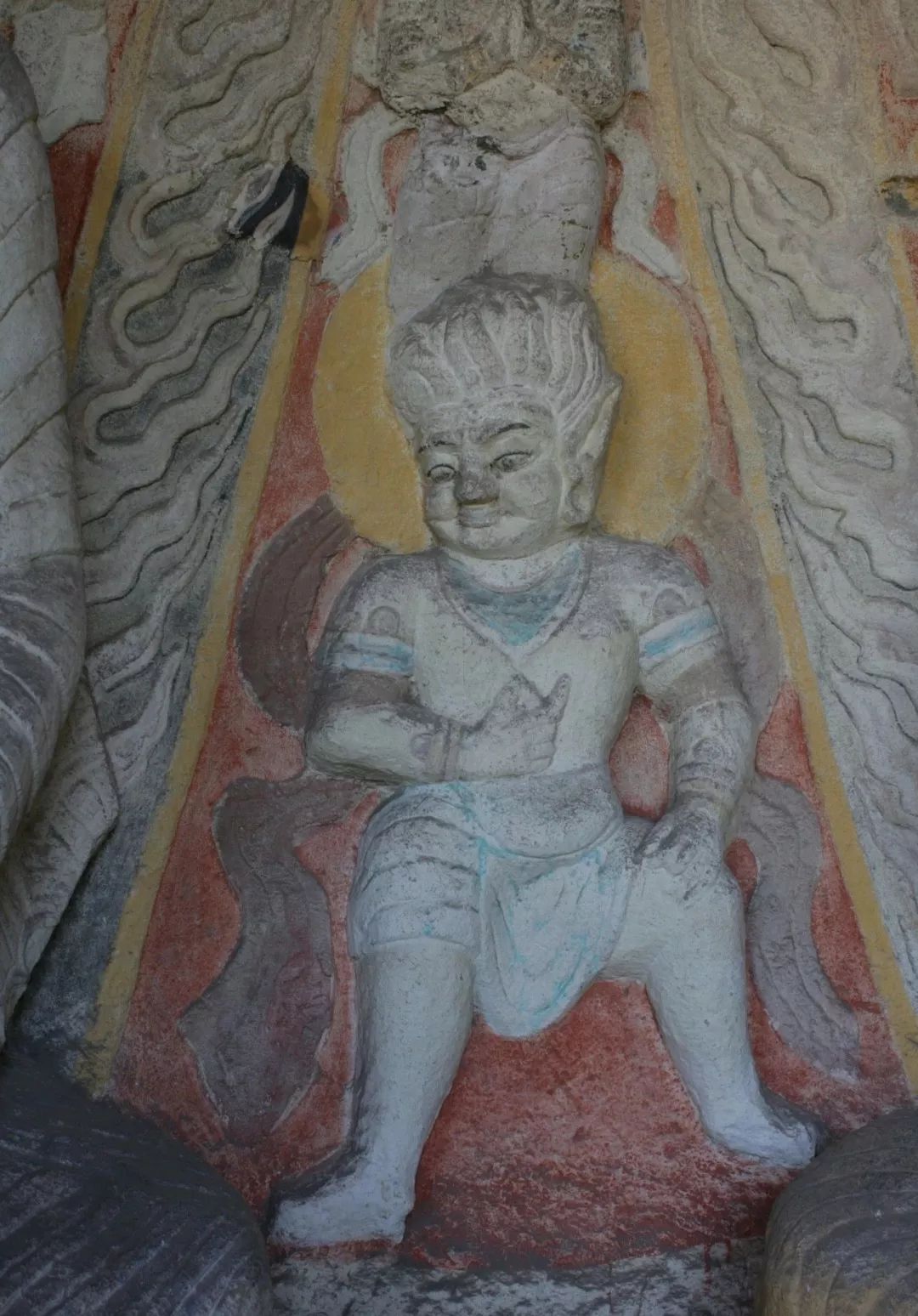 窟前室北壁上层东龛二佛并坐间的夜叉像最近在文瀛路北魏壁画墓甬道