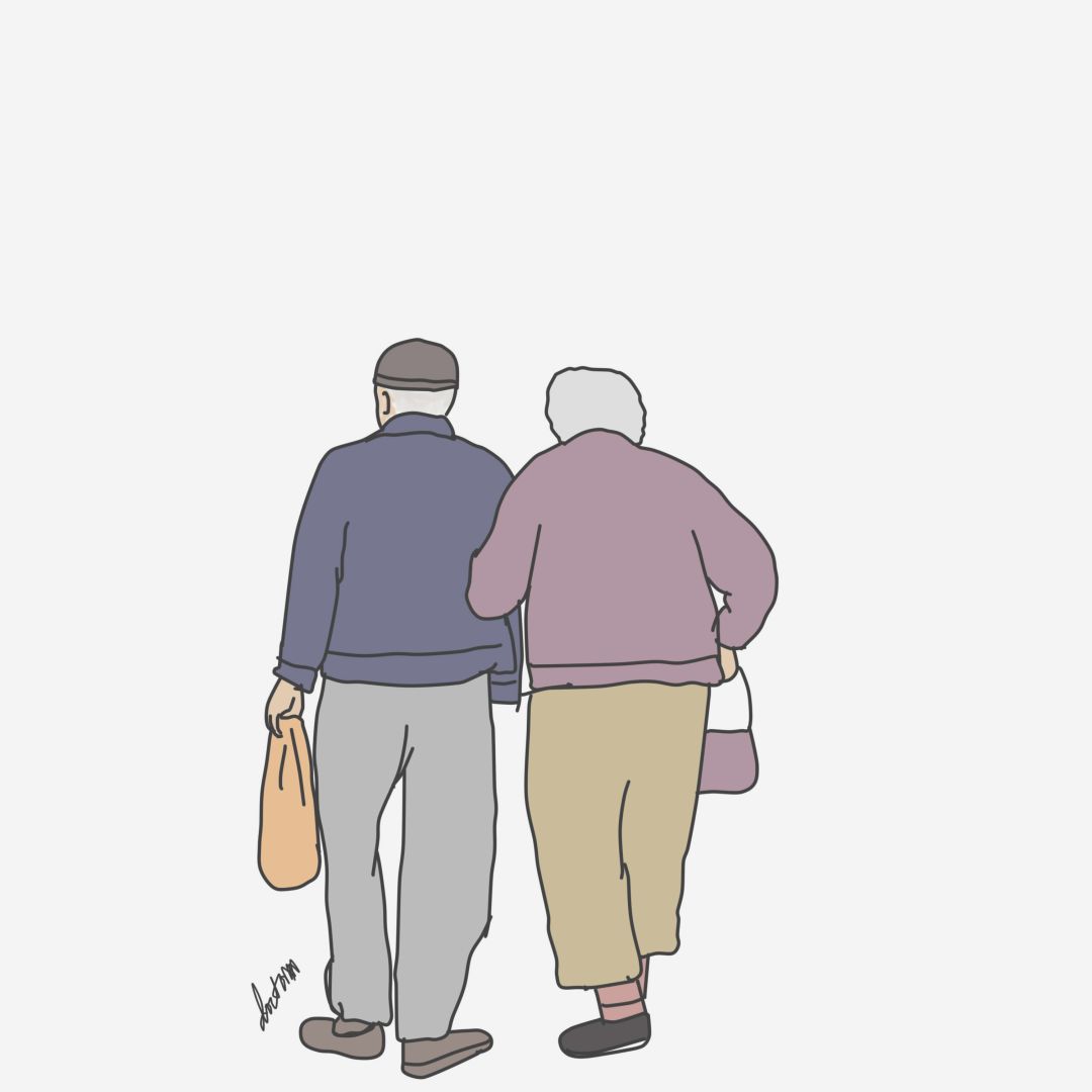 老人相互扶持漫画图片图片