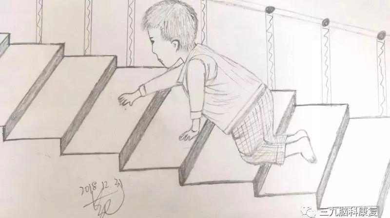 小朋友上楼梯简笔画图片