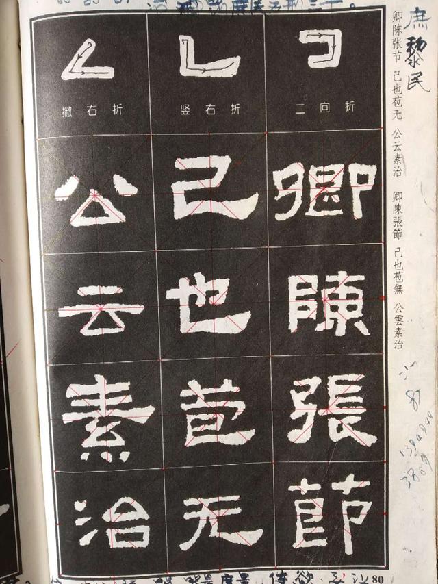 张迁碑碑文的正规的笔画写法