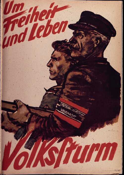 二战时期纳粹德国的宣传画:贬低对手抬高自己,动员老人孩子参军