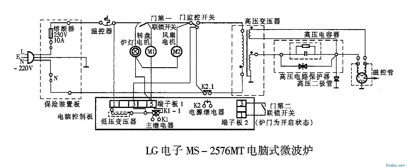 微波炉微动开关接线图图片