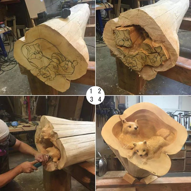 原创鬼斧神工的日本艺术家,雕刻的动物从木头里跑了出来!