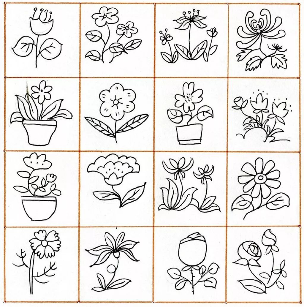 【绘画参考】144 种常见植物的黑白简笔画(植物参考)