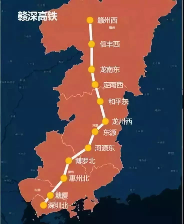 412公里,北起梅州西站,途经揭阳市,南至潮州市既有厦深铁路潮汕站