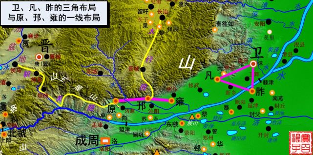 ③ 太行山与黄河之间最狭窄的豫北西南角一带,是伊洛盆地通往晋南和