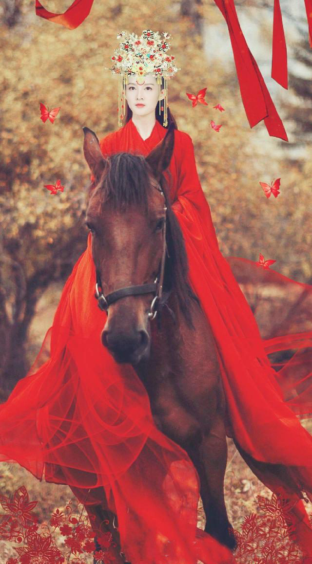 李沁这张穿着红装骑马的造型,很美丽,也充满着潇洒的魅力,网友吐槽