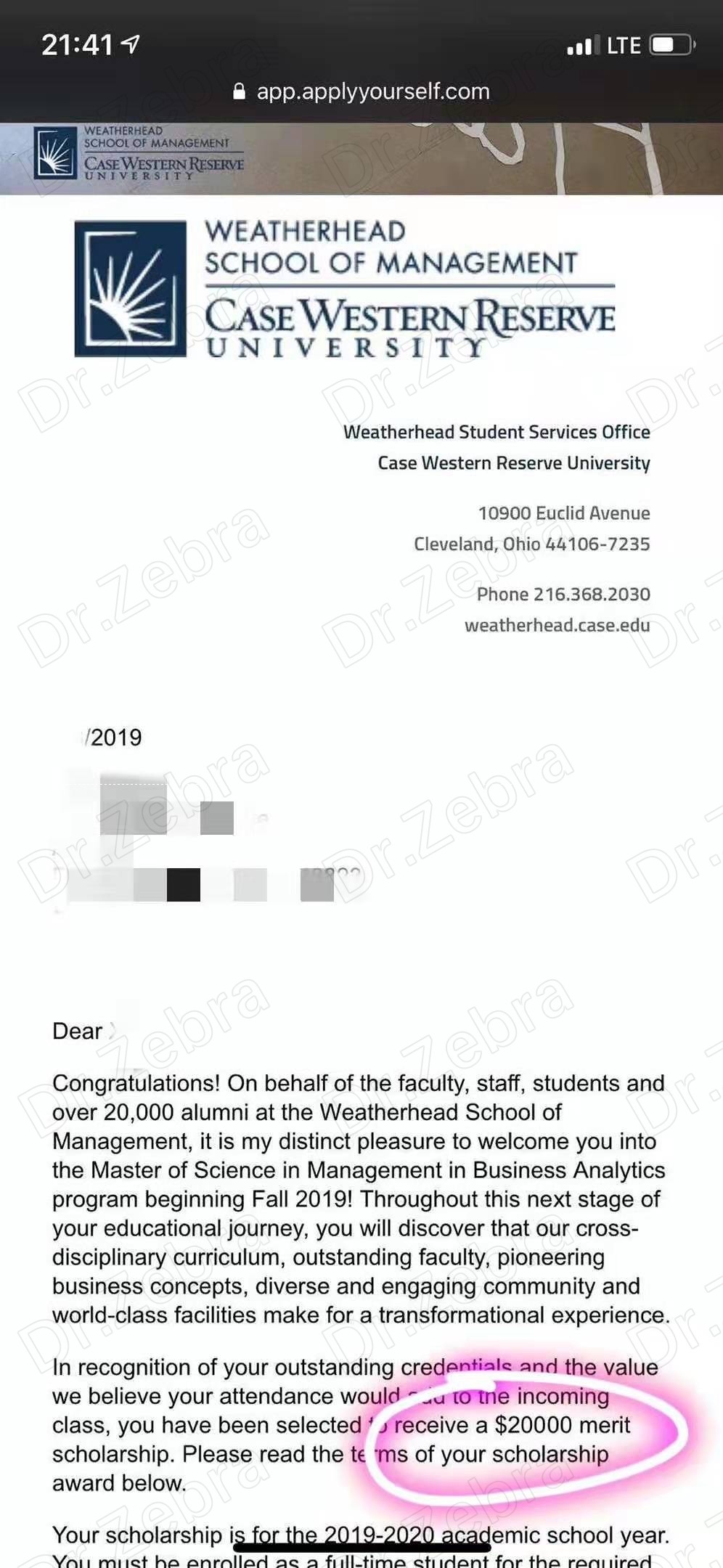 凯斯西储大学， Case Western Reserve University，CWRU， Master of Science in Management in Business Analytics， 商业分析管理学硕士， 两万美金奖学金