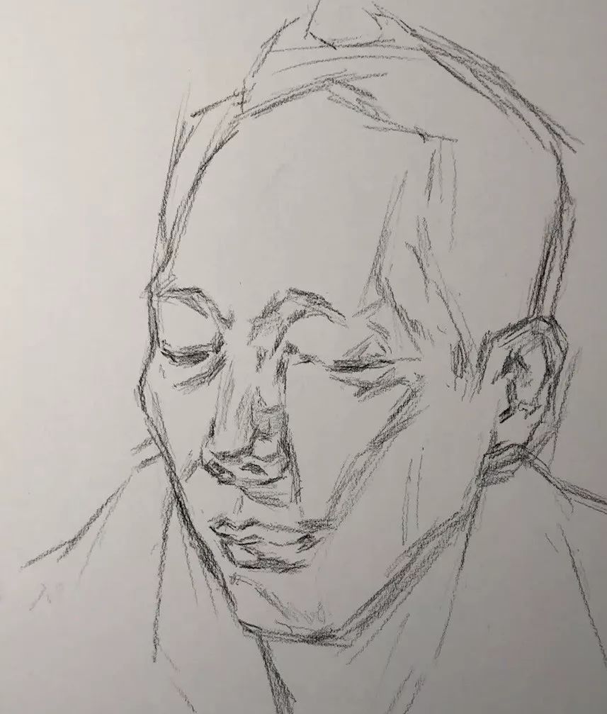 第三四〇集朱传奇教你画颔首低眉的男中年素描头像