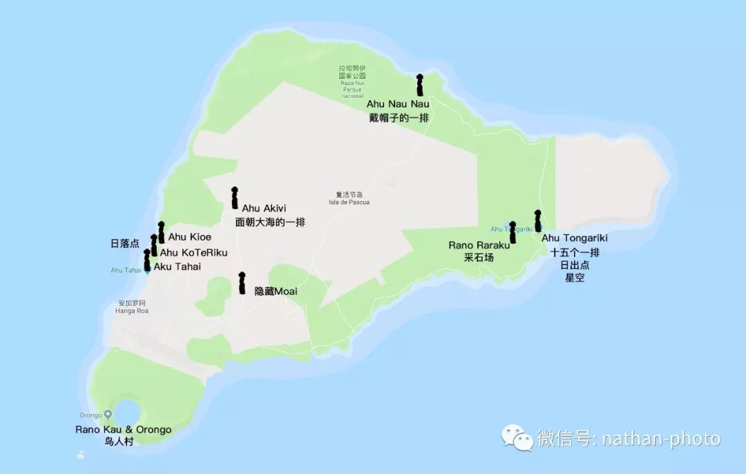 复活节岛石像位置地图图片