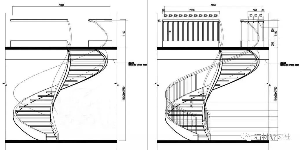 标准的旋转楼梯施工图4步轻松画出来