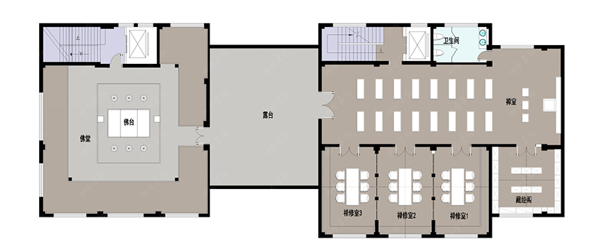 四层平面图佛堂藏经阁禅修室飘渺若仙的意境,归于平淡的心境