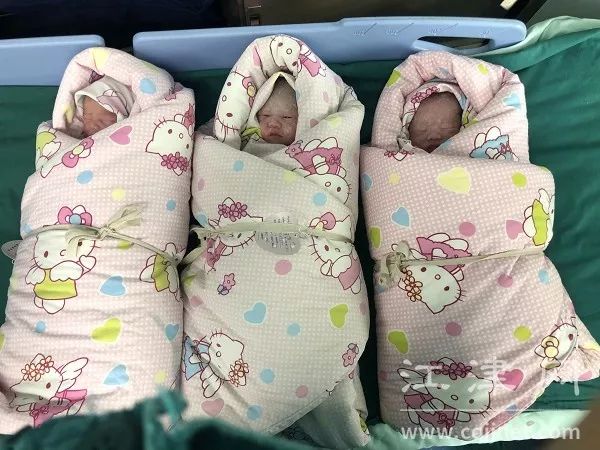 90后妈妈温馨(化名)在江津区中心医院经剖宫产术,顺利生产龙凤三胞胎