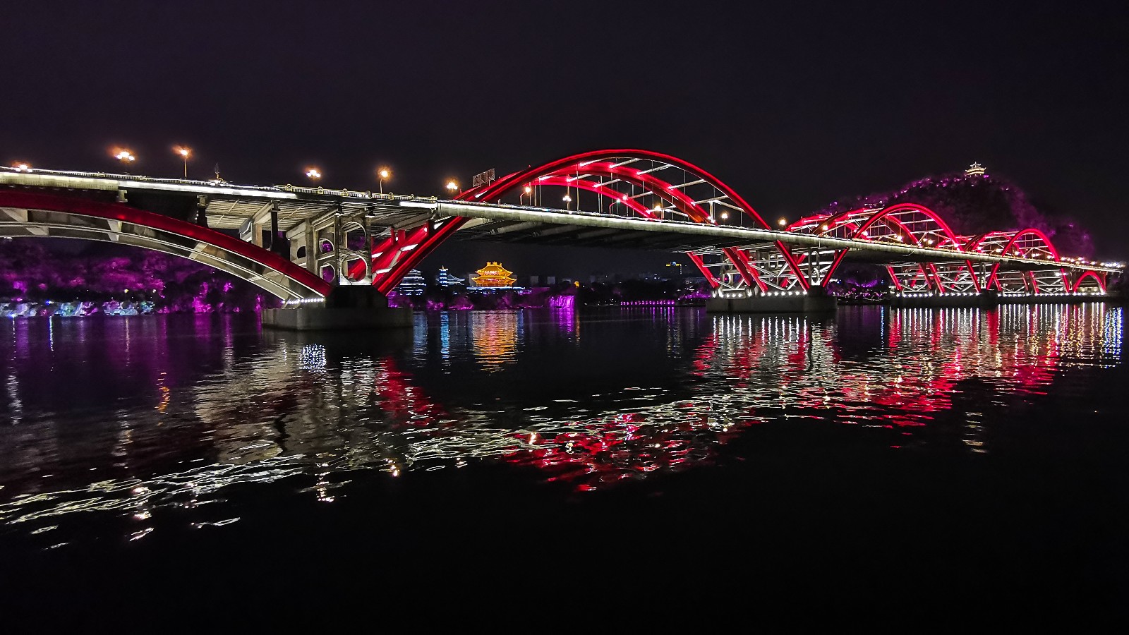 柳州文惠桥夜景图片